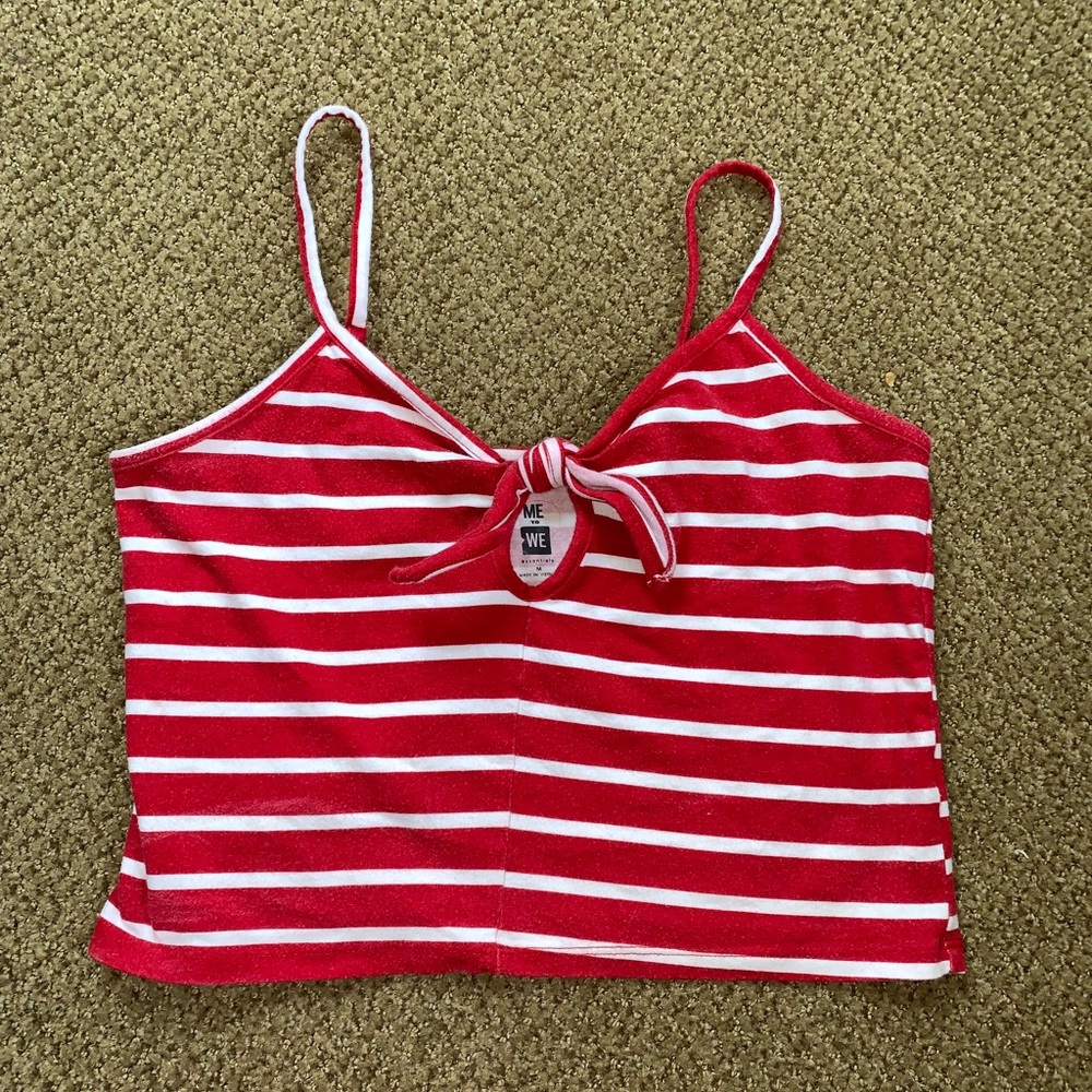 Red and white striped crop top